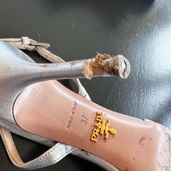 Prada Sling Back Silver Heels - Picture 5 of 8